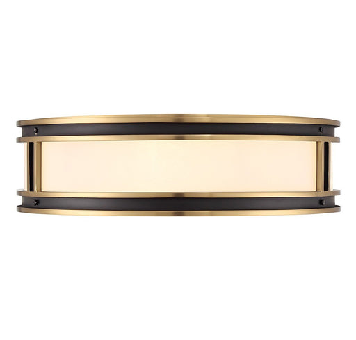 Alberti 4-Light Flush Mount in Matte Black with Warm Brass Accents