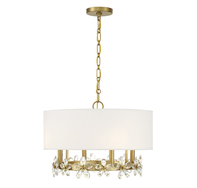 Dahlia 4-Light Drum Pendant in Warm Brass