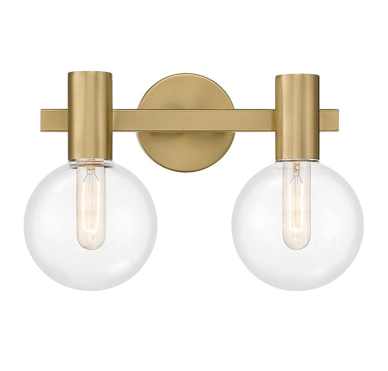 Wright 2-Light Bath Vanity Light in Warm Brass