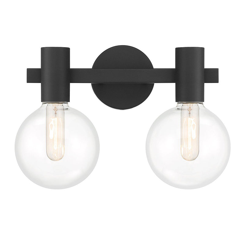 Wright 2-Light Bath Vanity Light in Matte Black