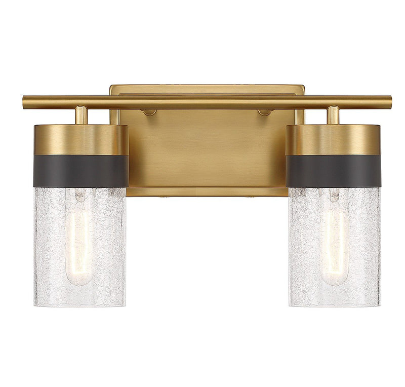 Brickell 2-Light Bath Vanity Light in Warm Brass and Black