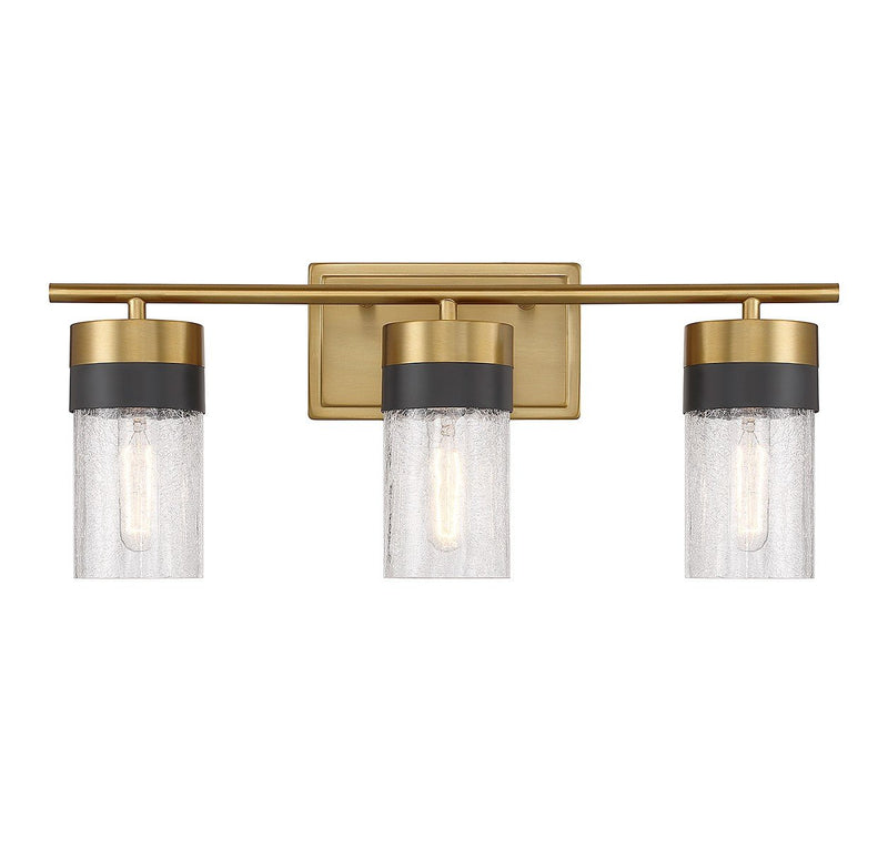 Brickell 3-Light Bath Vanity Light in Warm Brass and Black