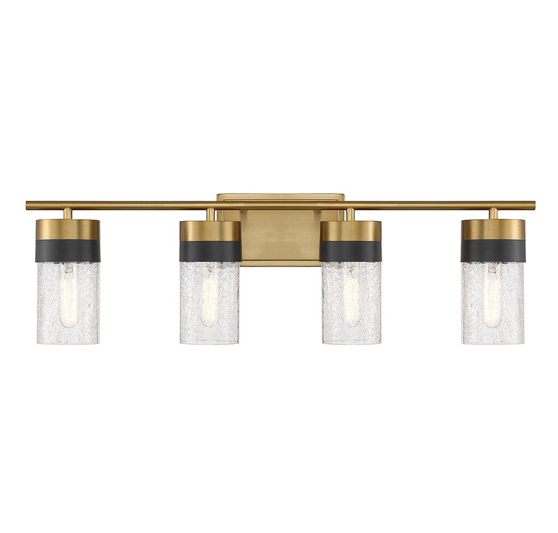 Brickell 4-Light Bath Vanity Light in Warm Brass and Black
