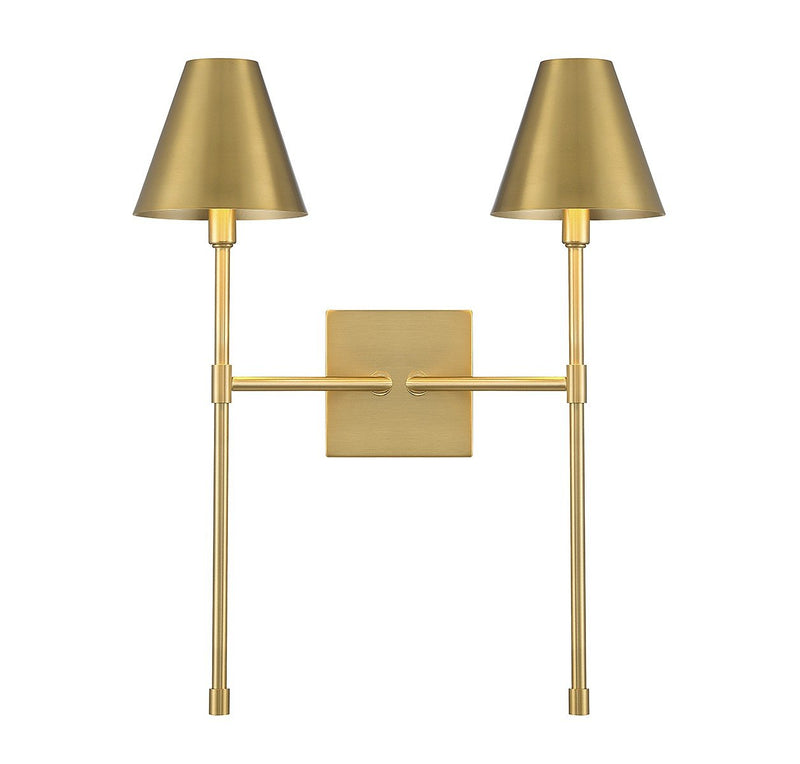 Jefferson 2-Light Wall Sconce in Warm Brass