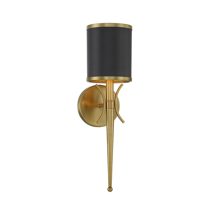Quincy Wall Sconce in Matte Black with Warm Brass Accents