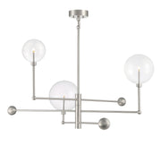 Modern Clear Globe 45" 3-Light Chandelier in Brushed Nickel