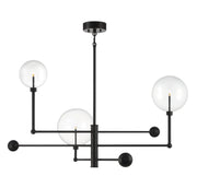 Modern Clear Globe 45" 3-Light Chandelier in English Bronze