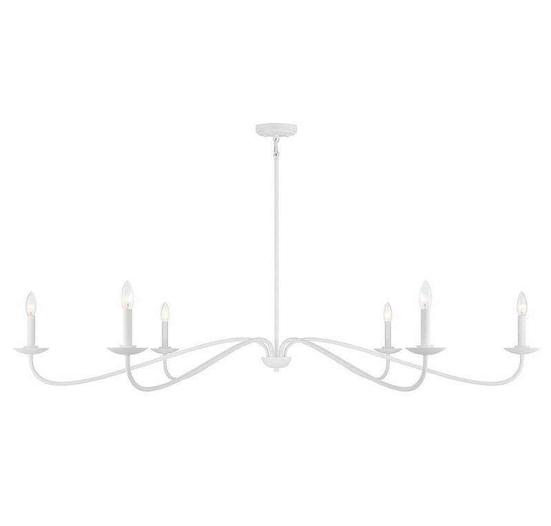 Linear Candle 62" 6-Light Chandelier in Bisque White