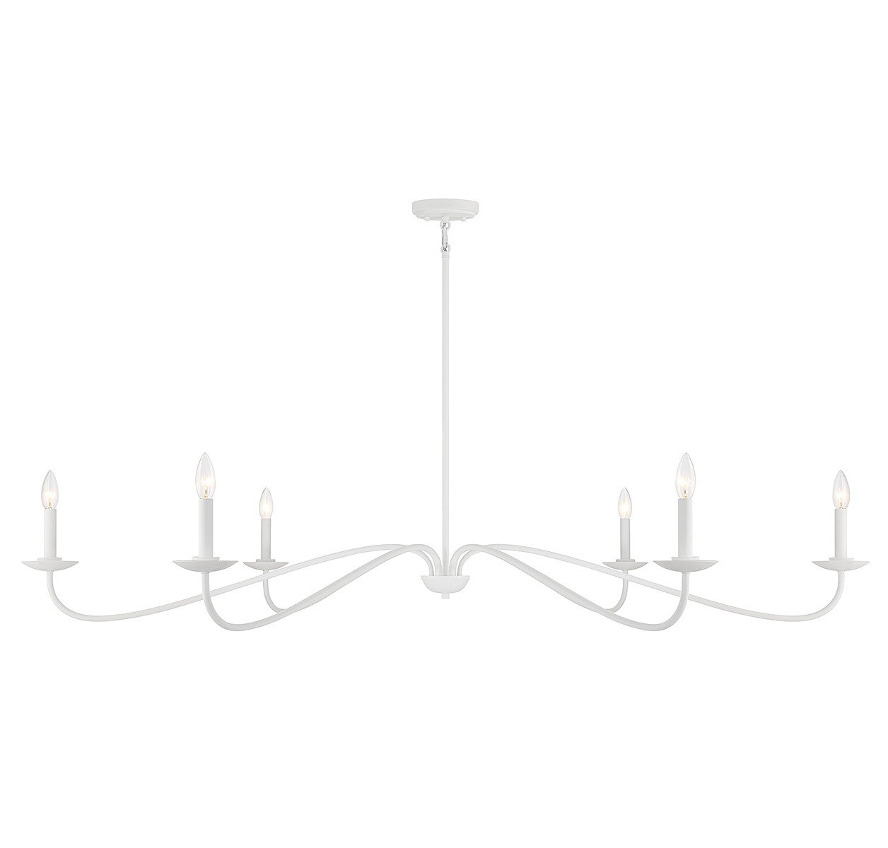 Linear Candle 62" 6-Light Chandelier in Bisque White