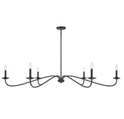 Linear Candle 62" 6-Light Chandelier in Matte Black