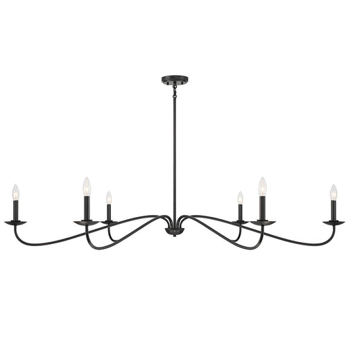 Linear Candle 62" 6-Light Chandelier in Matte Black