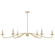 Linear Candle 62" 6-Light Chandelier in Natural Brass