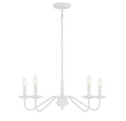 Low-Profile Candle 28" 5-Light Chandelier in Bisque White