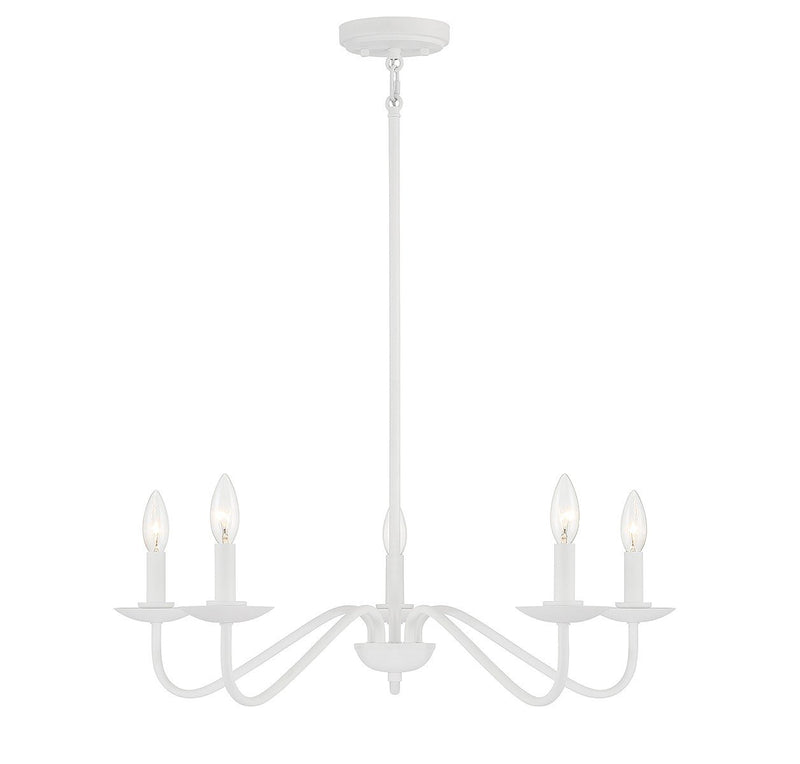 Low-Profile Candle 28" 5-Light Chandelier in Bisque White