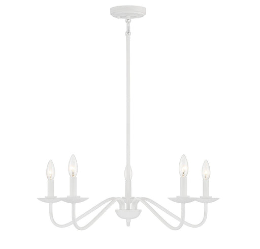 Low-Profile Candle 28" 5-Light Chandelier in Bisque White