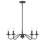 Low-Profile Candle 28" 5-Light Chandelier in Matte Black