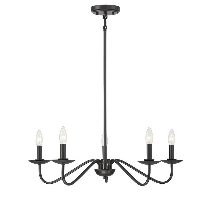 Low-Profile Candle 28" 5-Light Chandelier in Matte Black