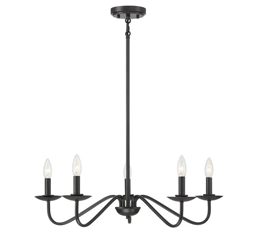 Low-Profile Candle 28" 5-Light Chandelier in Matte Black