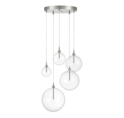 Clear Globe 28" 5-Light Cluster Pendant in Brushed Nickel