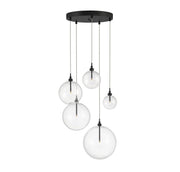 Clear Globe 28" 5-Light Cluster Pendant in Oil Rubbed Bronze