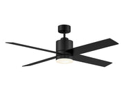 Contemporary 52" LED Ceiling Fan with Frosted Glass in Matte Black