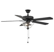 Traditional 52" 2-Light Ceiling Fan with Seeded Glass in Matte Black