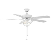 Traditional 52" 2-Light Ceiling Fan with Seeded Glass in Bisque White