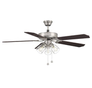 Traditional 52" 3-Light Ceiling Fan with Bubble Glass in Brushed Nickel