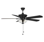 Modern 52" 2-Light Outdoor Ceiling Fan in Matte Black