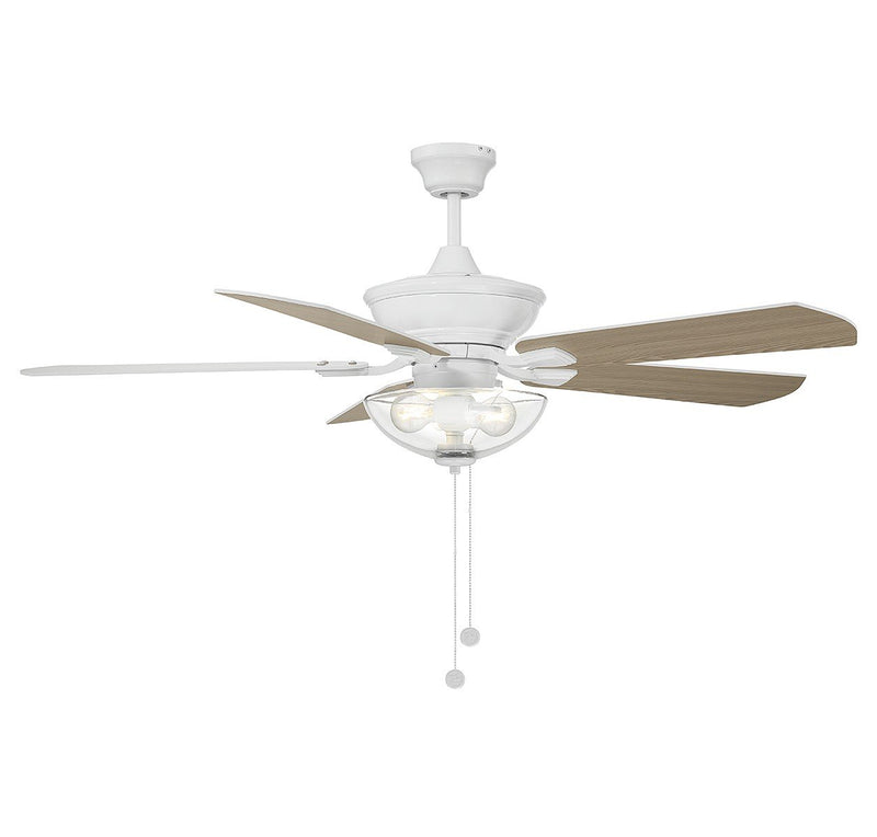Modern 52" 2-Light Outdoor Ceiling Fan in White