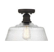 Vintage Glass Bell 13" 1-Light Semi-Flush Mount in Oil Rubbed Bronze
