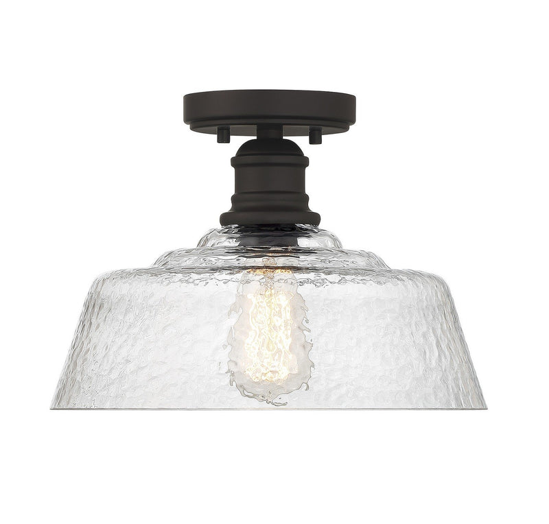 Vintage Glass Bell 13" 1-Light Semi-Flush Mount in Oil Rubbed Bronze