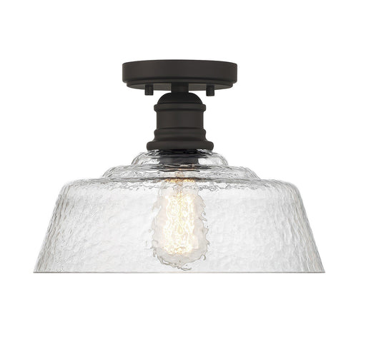 Vintage Glass Bell 13" 1-Light Semi-Flush Mount in Oil Rubbed Bronze