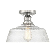 Vintage Glass Bell 13" 1-Light Semi-Flush Mount in Polished Nickel