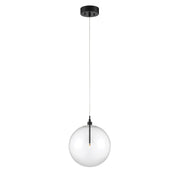 Clear Glass Globe 12" 1-Light Pendant in Oil Rubbed Bronze