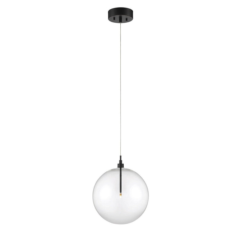Clear Glass Globe 12" 1-Light Pendant in Oil Rubbed Bronze