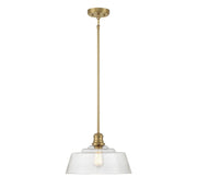Vintage Glass Bell 15" 1-Light Pendant in Natural Brass