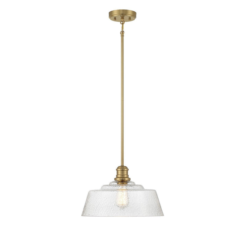 Vintage Glass Bell 15" 1-Light Pendant in Natural Brass