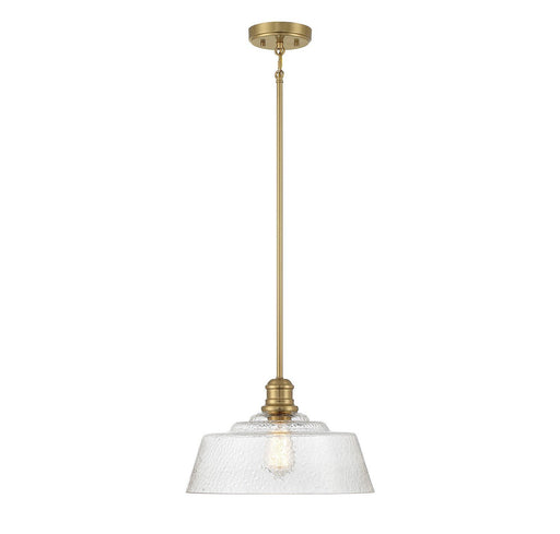 Vintage Glass Bell 15" 1-Light Pendant in Natural Brass