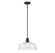 Vintage Glass Bell 15" 1-Light Pendant in Oil Rubbed Bronze