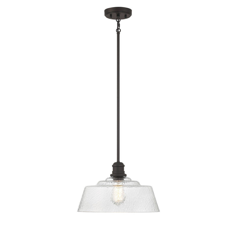 Vintage Glass Bell 15" 1-Light Pendant in Oil Rubbed Bronze