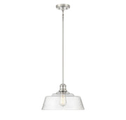 Vintage Glass Bell 15" 1-Light Pendant in Polished Nickel