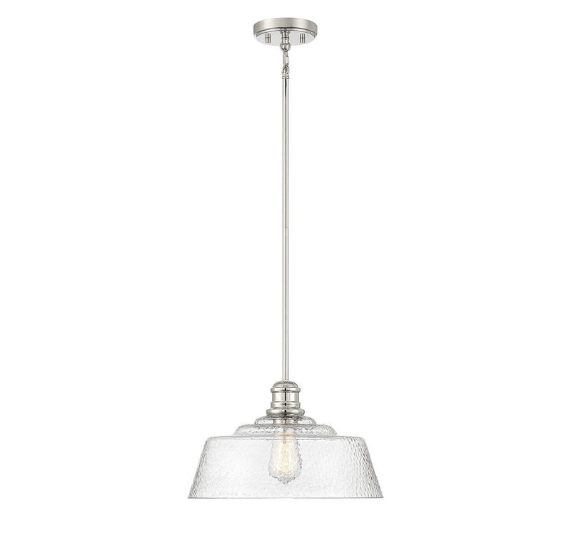 Vintage Glass Bell 15" 1-Light Pendant in Polished Nickel