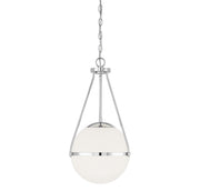Caged Opal Globe 13" 1-Light Pendant in Chrome