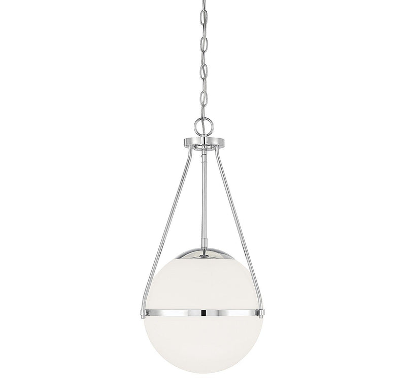 Caged Opal Globe 13" 1-Light Pendant in Chrome