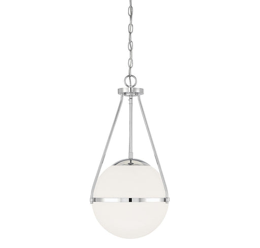 Caged Opal Globe 13" 1-Light Pendant in Chrome