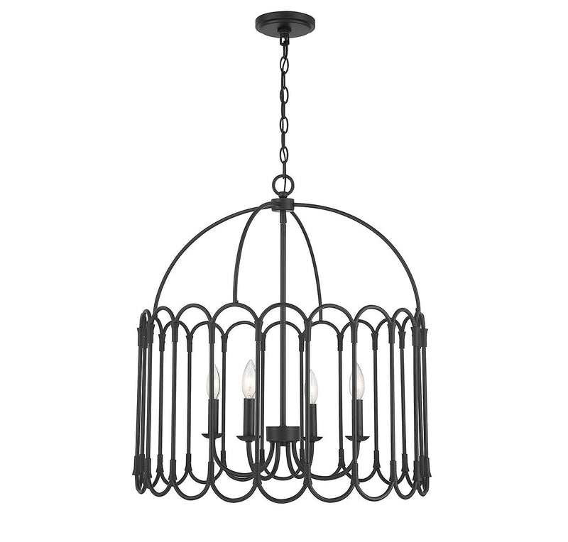 Farmhouse Cage 24" 4-Light Lantern Pendant in Matte Black