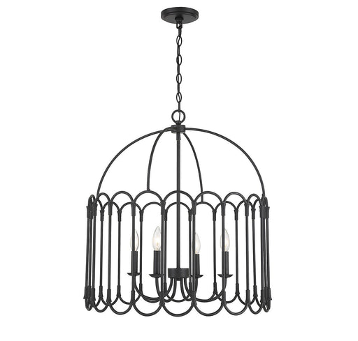 Farmhouse Cage 24" 4-Light Lantern Pendant in Matte Black