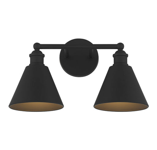 Farmhouse Metal Shade 2-Light Bath Vanity Light in Matte Black