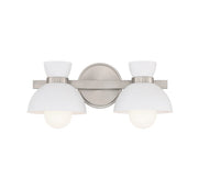 Open Metal Shade Globe Bulb 2-Light Bath Vanity Light in Brushed Nickel